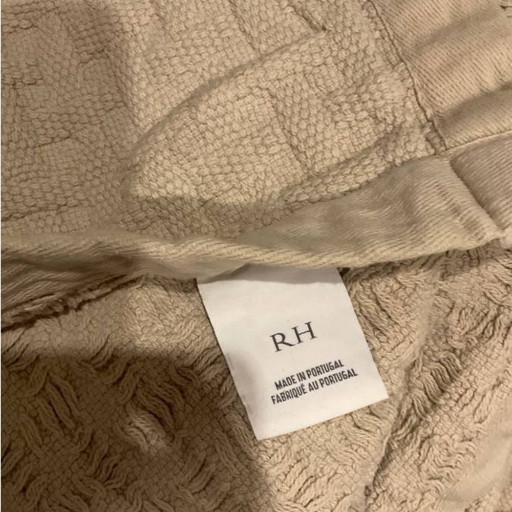 Restoration Hardware TEXTURAL BASKET WEAVE COTTON BLANKET, Full/Queen in Dune - Picture 2 of 3
